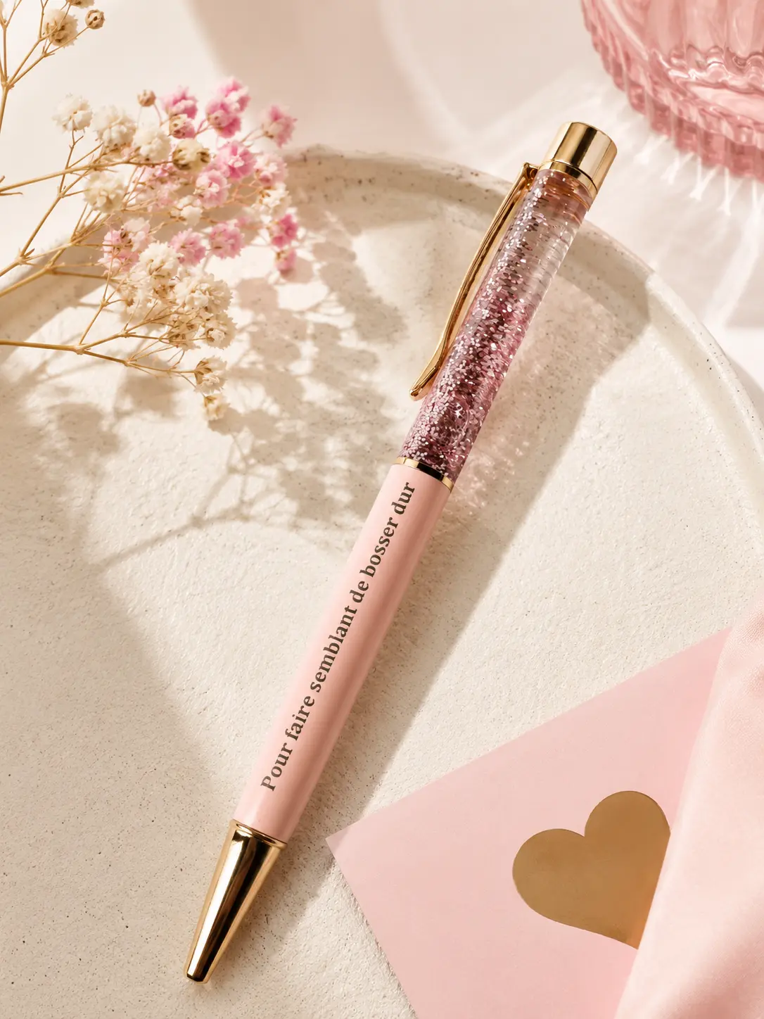 Stylo à paillettes "Pour faire semblant de bosser dur"